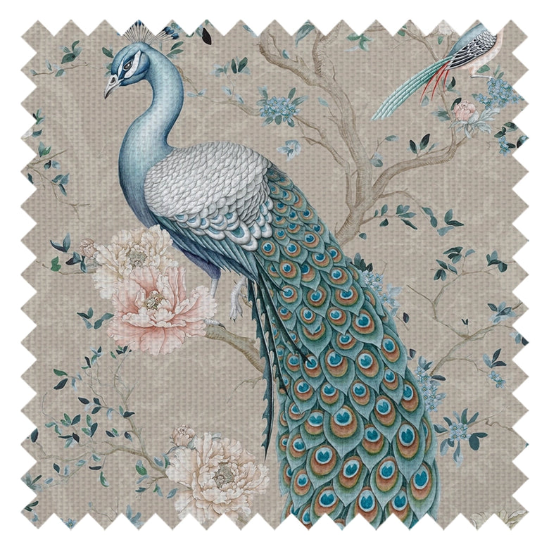 The Peacock's Promise Fabric in Latte