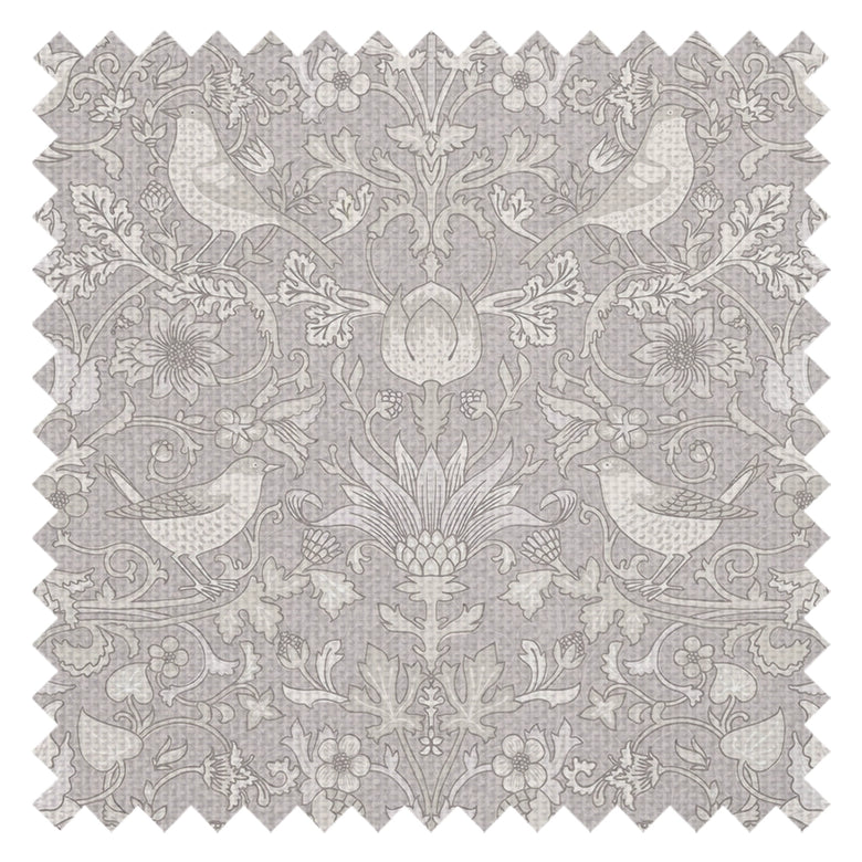 Garden Visitors Fabric in Vintage Cream and Linen on Dove Grey