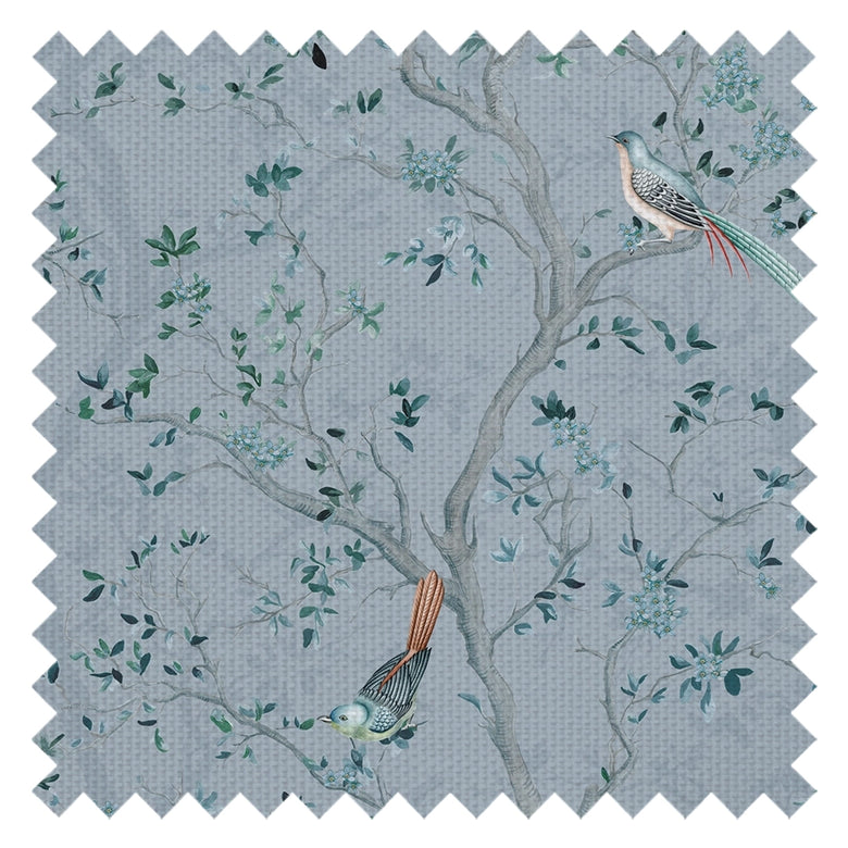 Branches and Birdsong Fabric in Heritage Blue