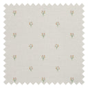 Miniature Tulip Bouquet Fabric in Orange and Yellow on Vintage Cream