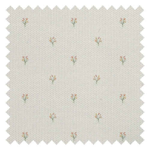 Miniature Tulip Bouquet Fabric in Orange and Yellow on Vintage Cream