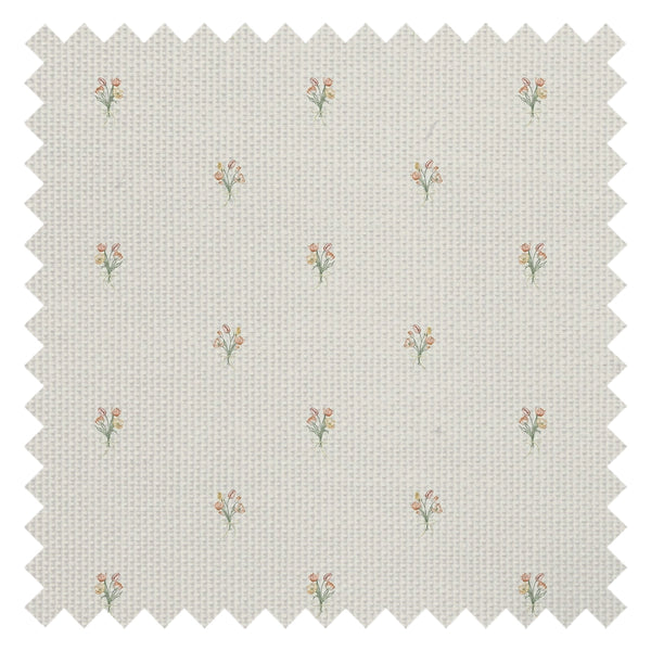 Miniature Tulip Bouquet Fabric in Orange and Yellow on Vintage Cream