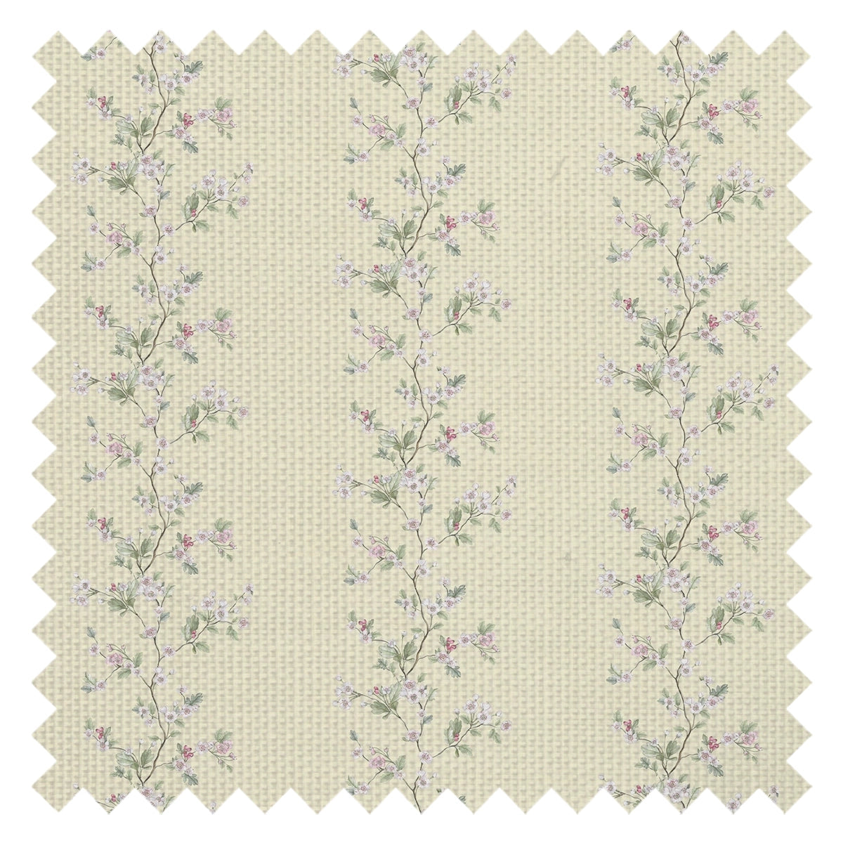 Ditsy Hawthorn Stripe Fabric in Lemon