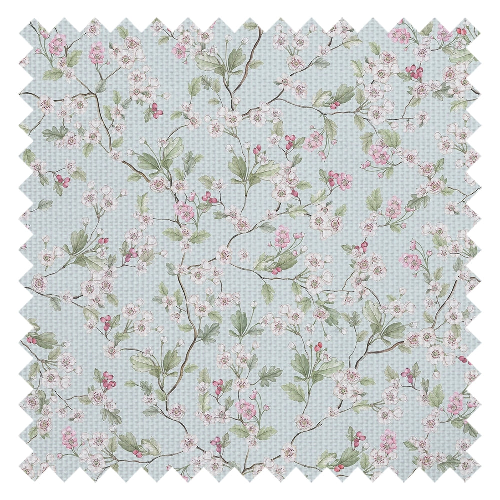 Hawthorn Blossom Fabric in Duck Egg