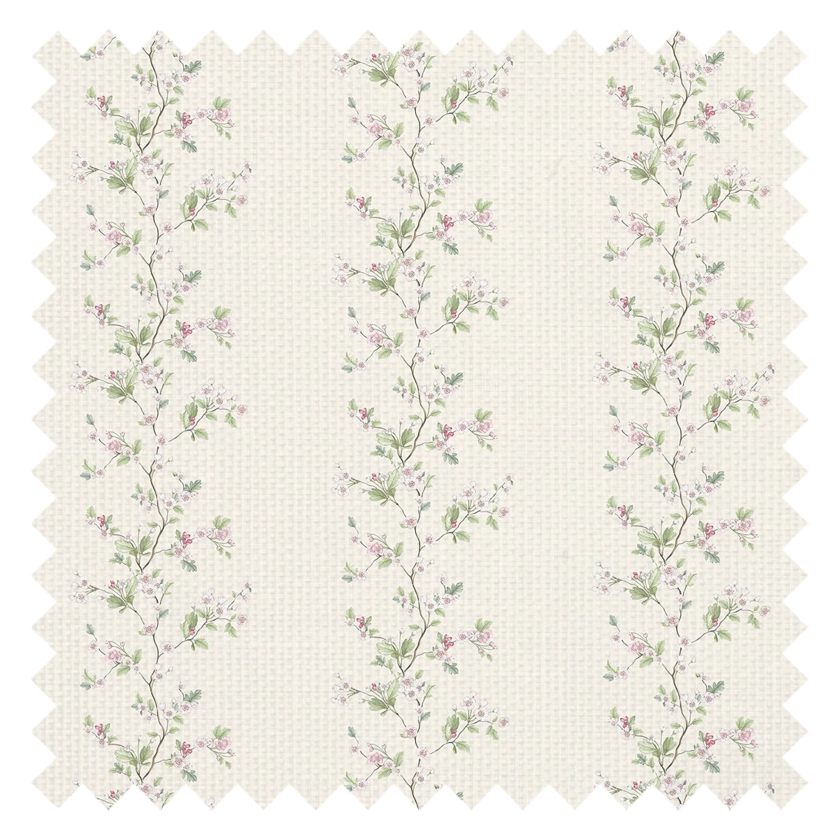 Ditsy Hawthorn Stripe Fabric in Cream