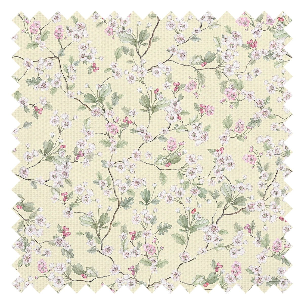 Hawthorn Blossom Fabric in Lemon