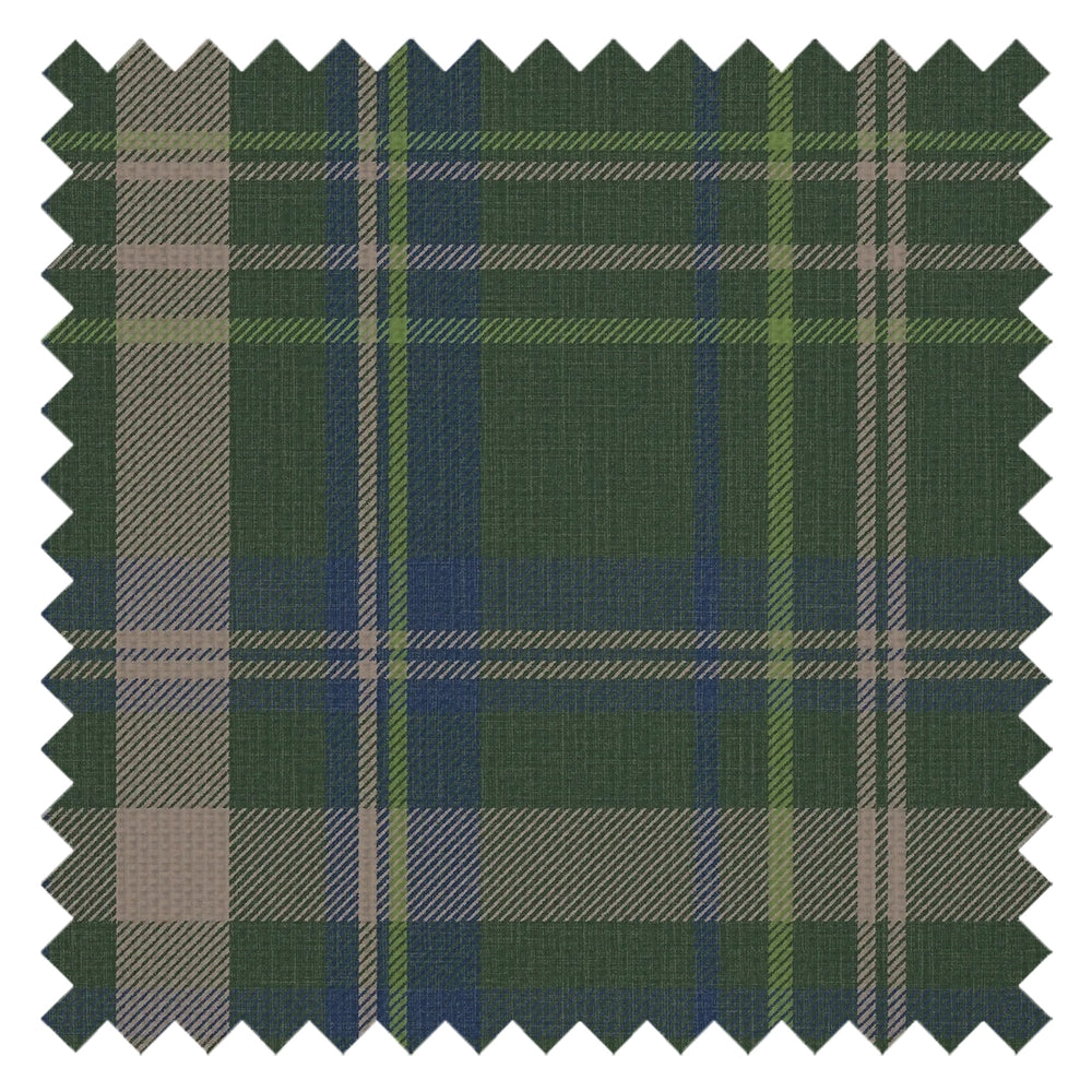 Royal Tartan Fabric in Green, Navy and Lime