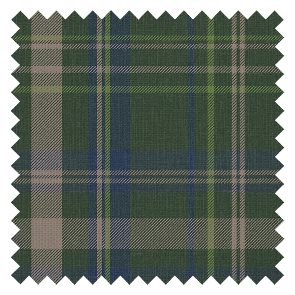 Royal Tartan Fabric in Green, Navy and Lime