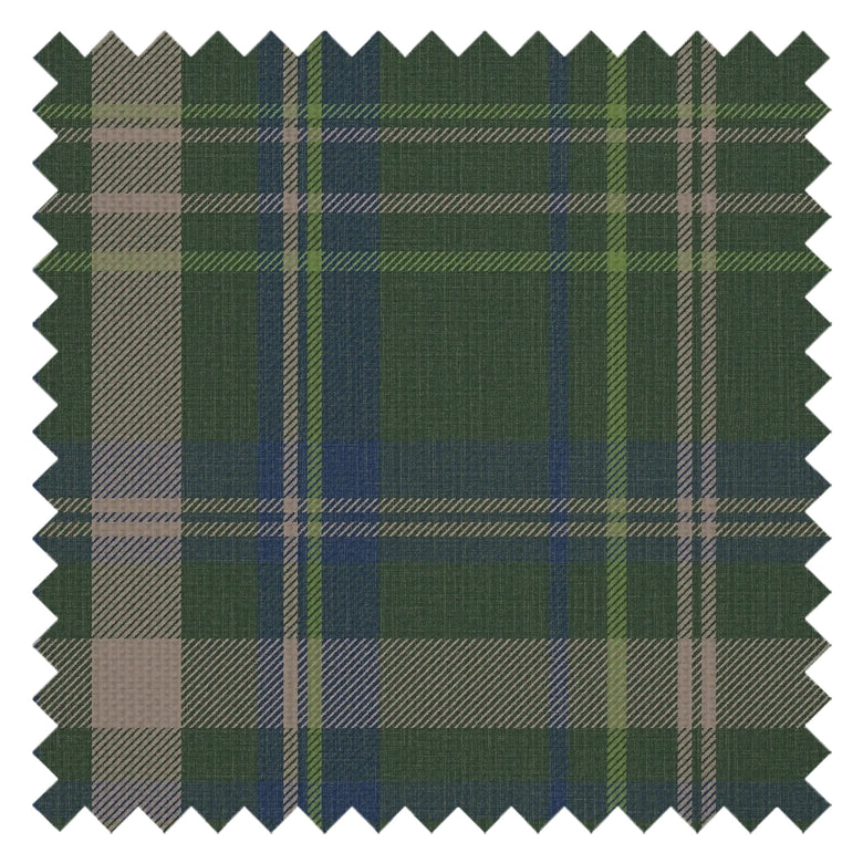 Royal Tartan Fabric in Green, Navy and Lime