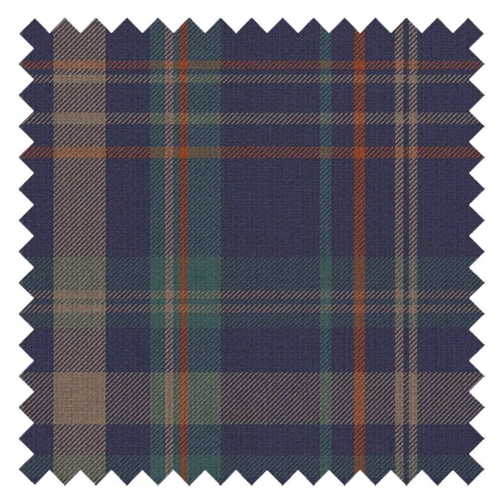 Royal Tartan Fabric in Navy, Teal and Rust