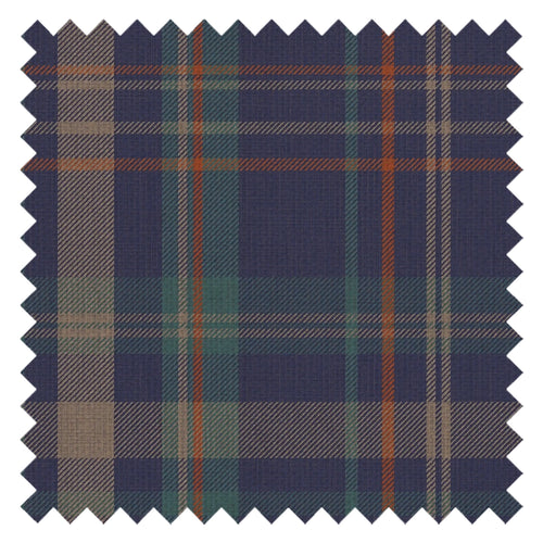 Royal Tartan Fabric in Navy, Teal and Rust