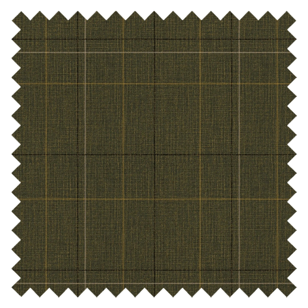 Royal Check Fabric in Green, Rich Olive and Yellow