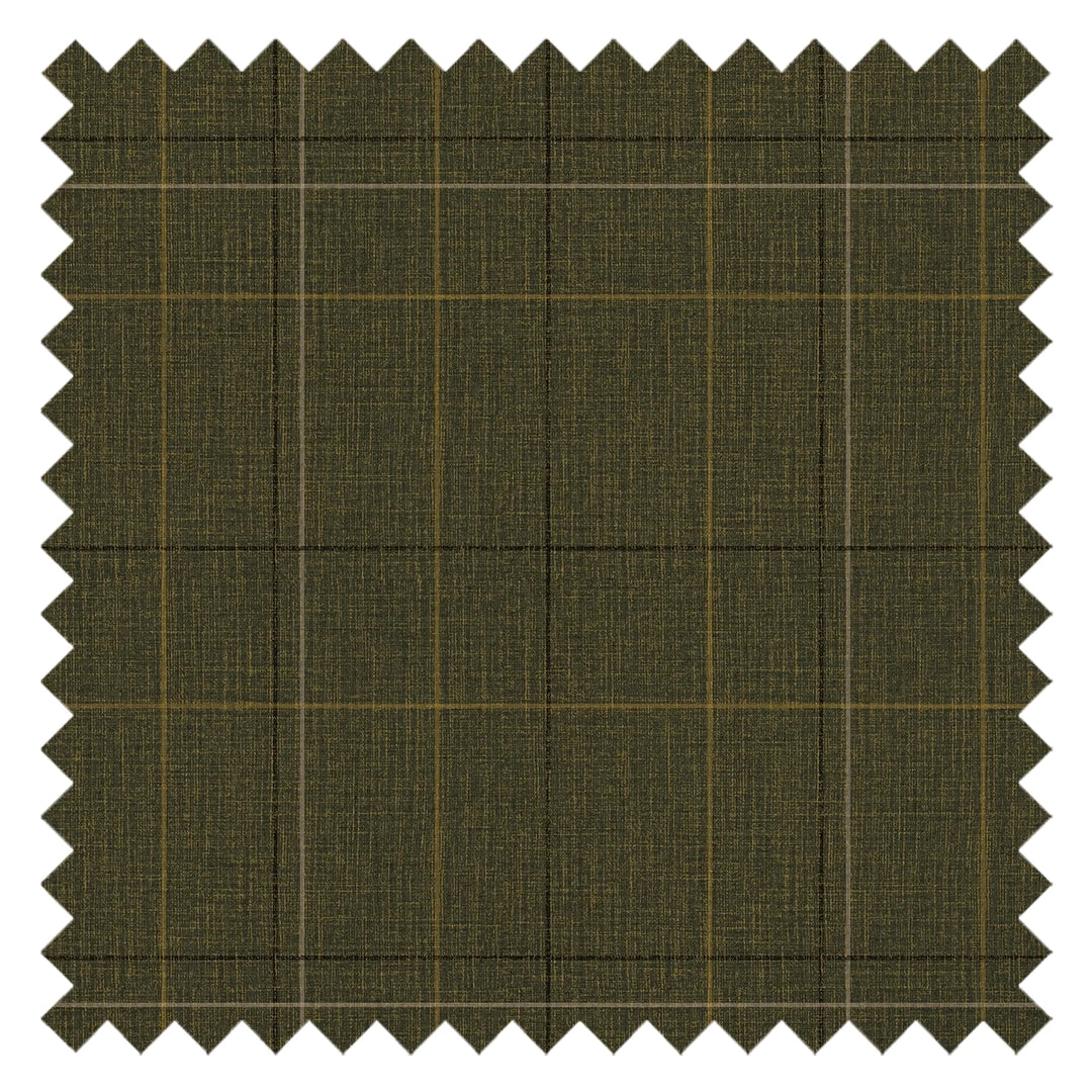 Royal Check Fabric in Green, Rich Olive and Yellow