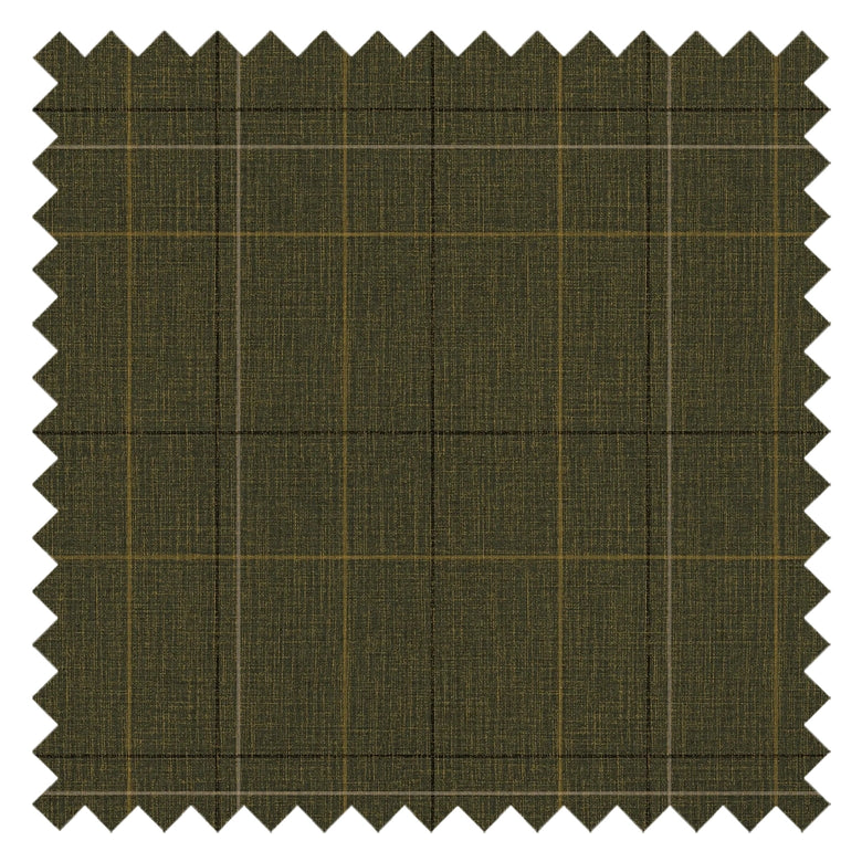 Royal Check Fabric in Green, Rich Olive and Yellow
