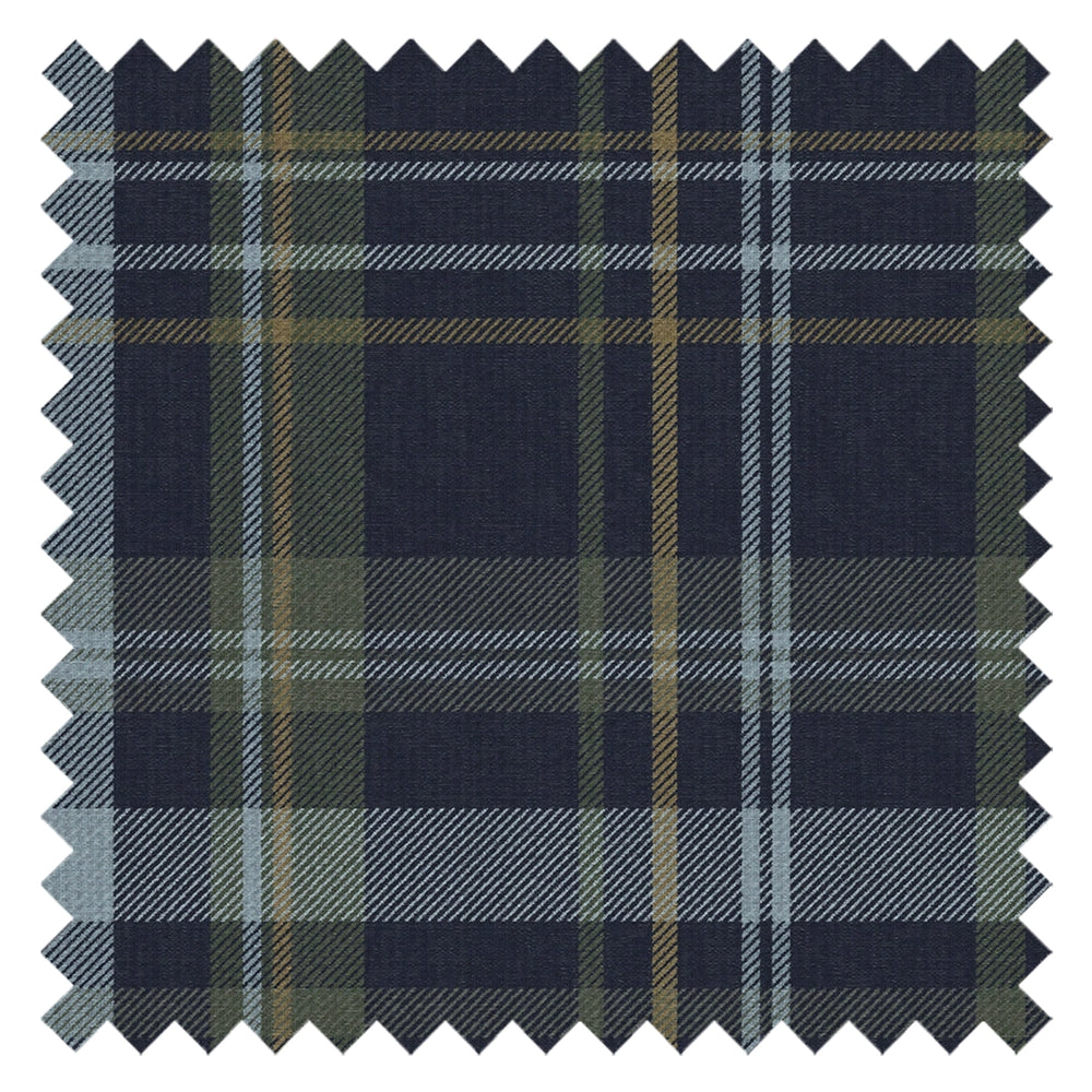 Heritage Tartan Fabric in Egyptian Blue & Mineral