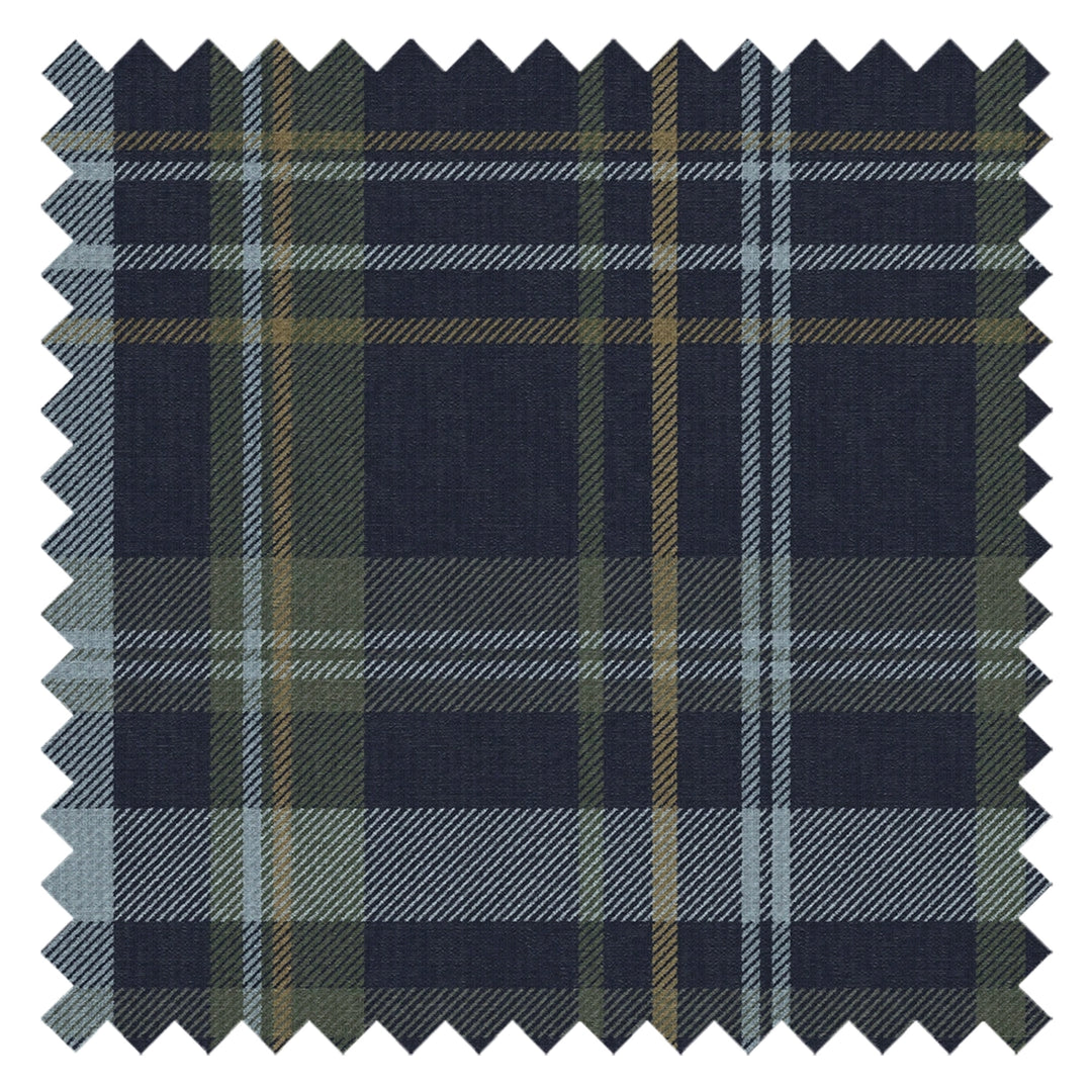 Heritage Tartan Fabric in Egyptian Blue & Mineral