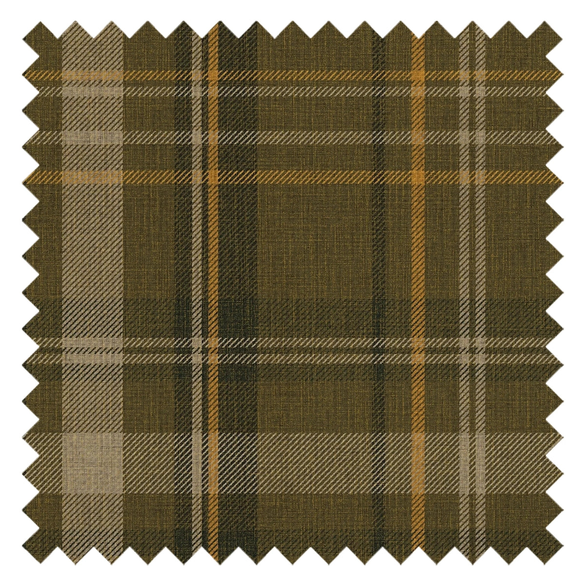 Royal Tartan Fabric in Rich Olive, Ochre and Mustard