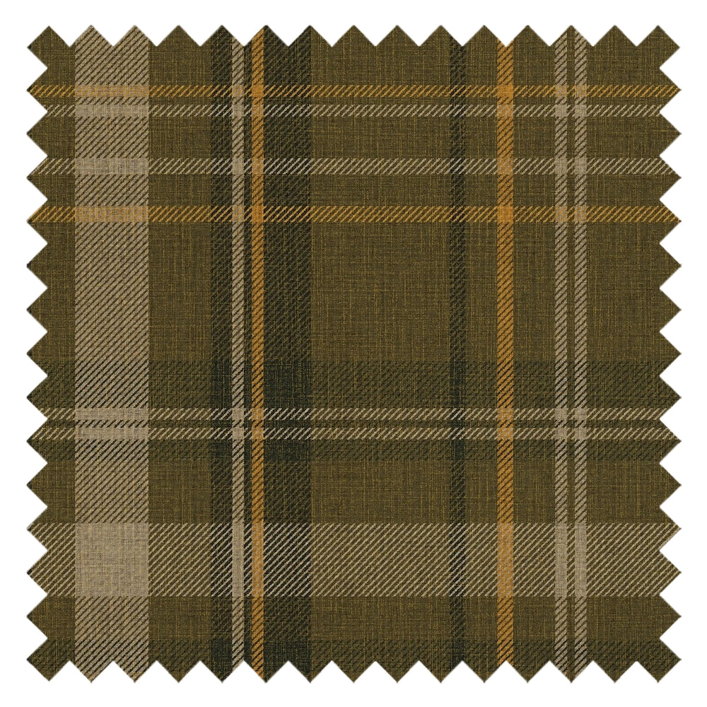 Royal Tartan Fabric in Rich Olive, Ochre and Mustard