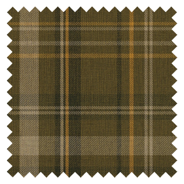 Royal Tartan Fabric in Rich Olive, Ochre and Mustard