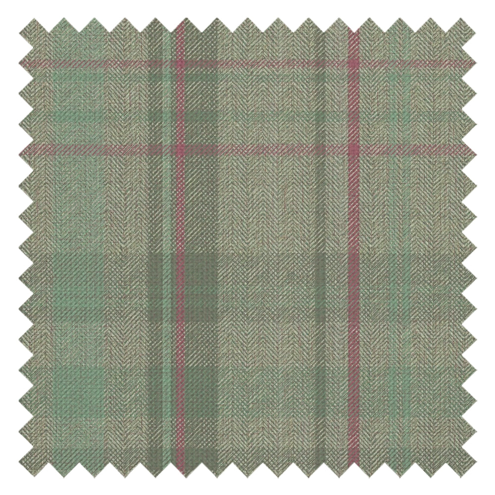 Royal Herringbone Tartan Fabric in Mint, Green and Berry