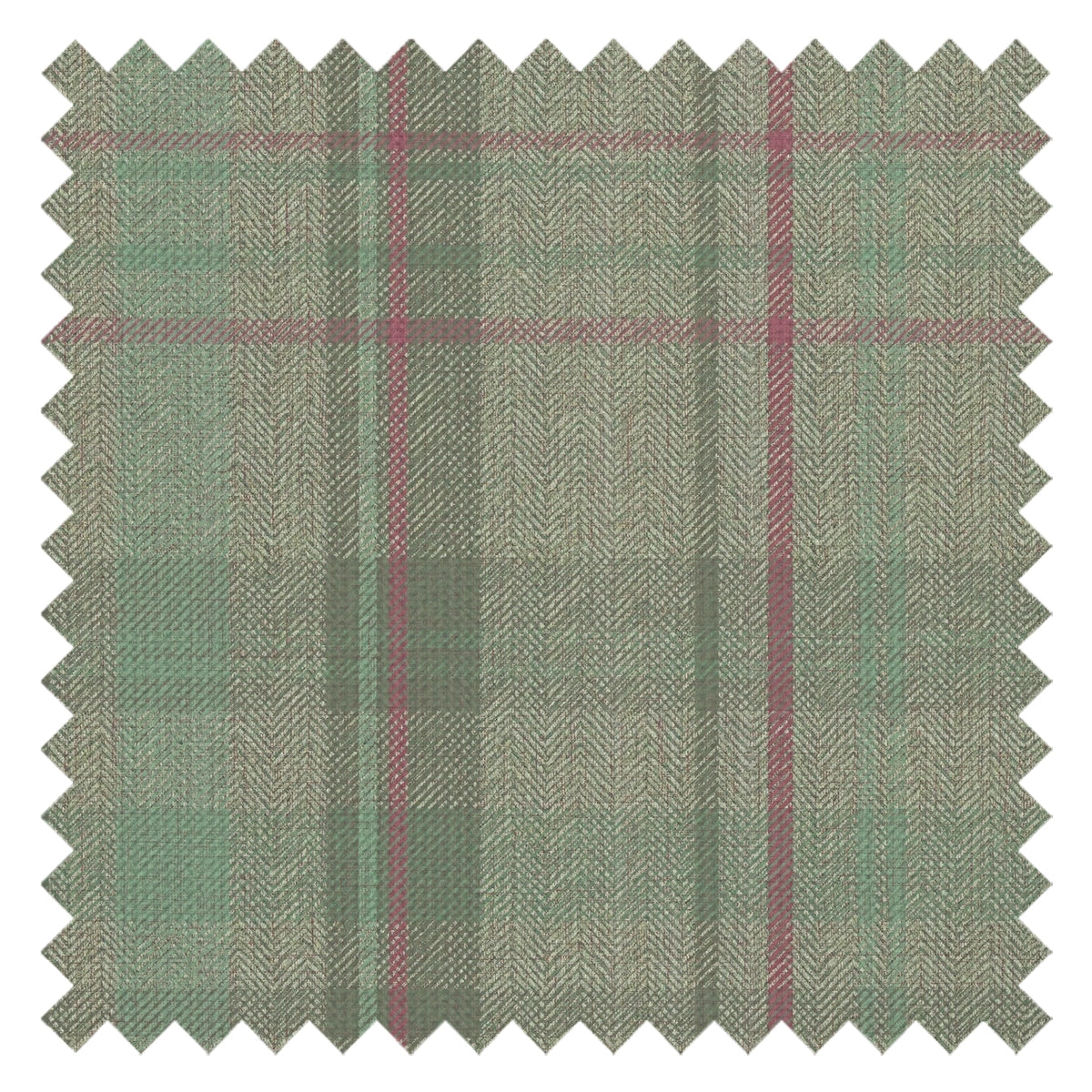 Royal Herringbone Tartan Fabric in Mint, Green and Berry