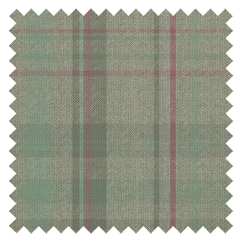 Royal Herringbone Tartan Fabric in Mint, Green and Berry