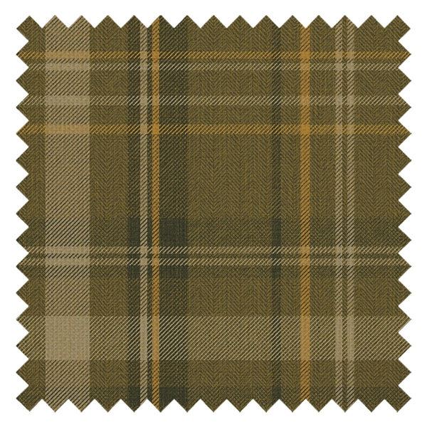 Royal Herringbone Tartan Fabric in Rich Olive, Ochre and Mustard