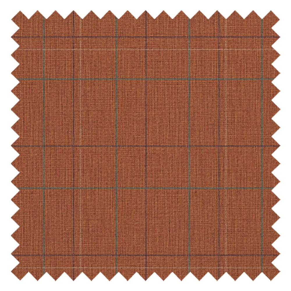 Royal Check Fabric in Rust, Navy and Teal