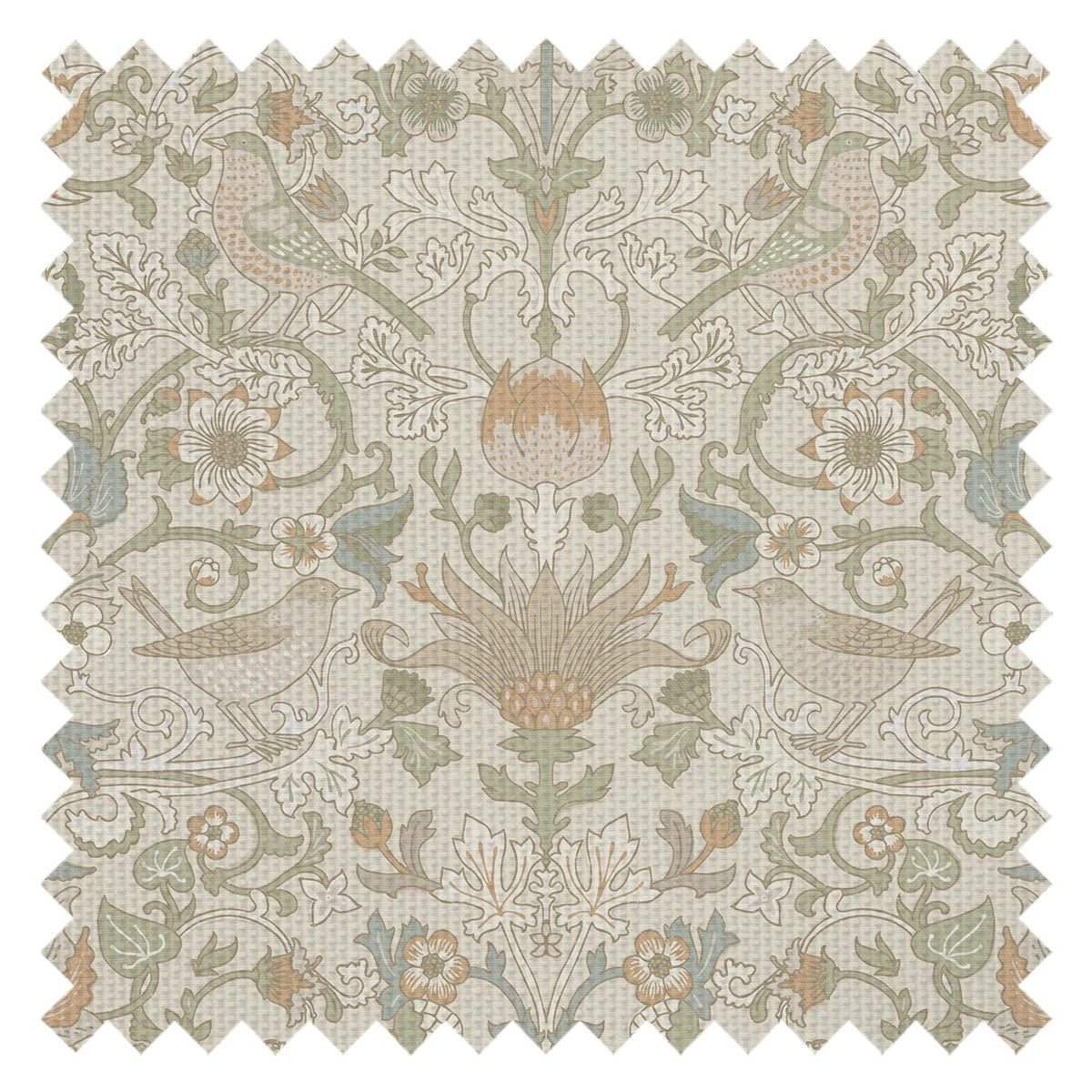 Garden Visitors Fabric in Latte and Hazelnut on Warm Cream