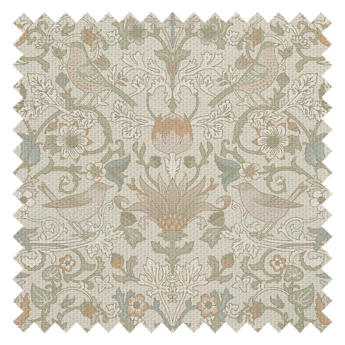 Garden Visitors Fabric in Latte and Hazelnut on Warm Cream
