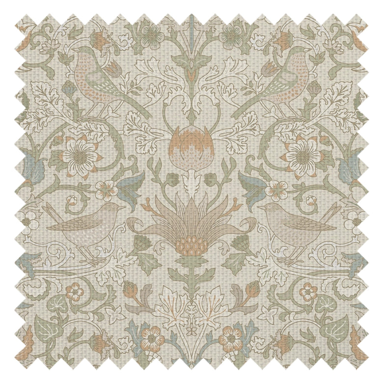 Garden Visitors Fabric in Latte and Hazelnut on Warm Cream