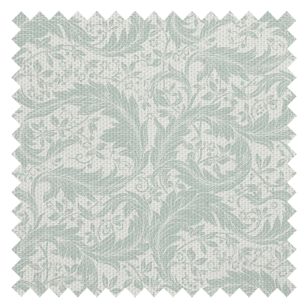 Enchanted Leaf Fabric in Sage on Milk Foam