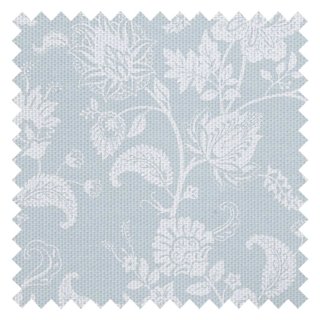 Balmoral Baroque Fabric in Milk White on Blue