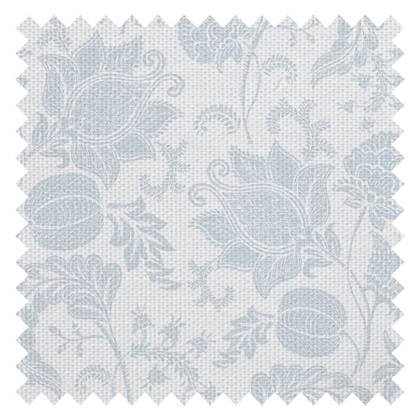 Jacobean Bloom Fabric in Light Blue on Milk White