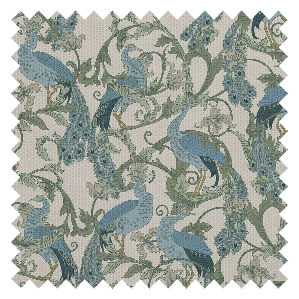 Aubrey Fabric in Blue and Navy on Cream