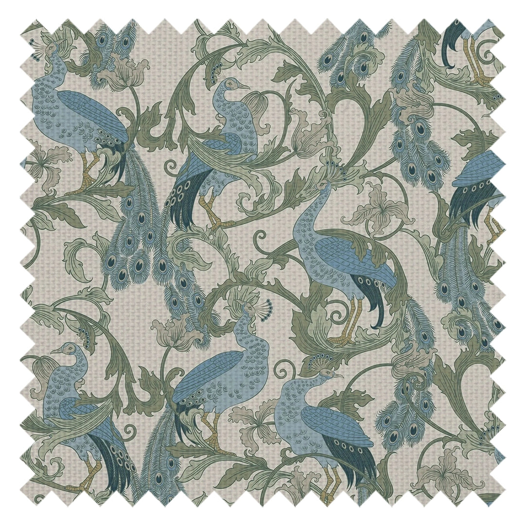 Aubrey Fabric in Blue and Navy on Cream