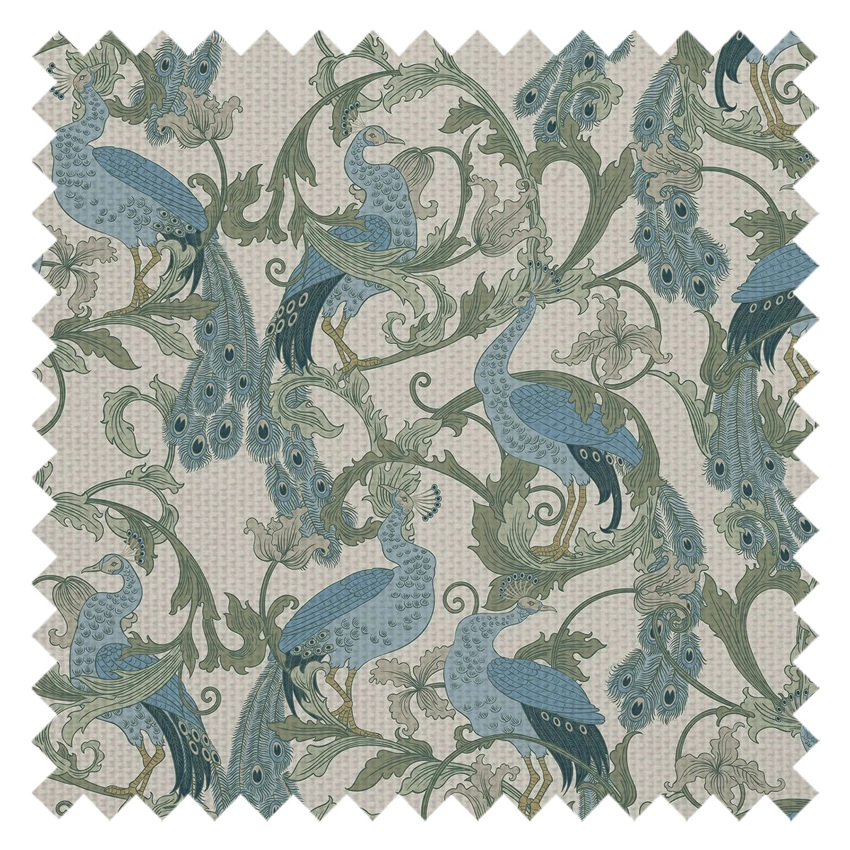 Aubrey Fabric in Blue and Navy on Cream