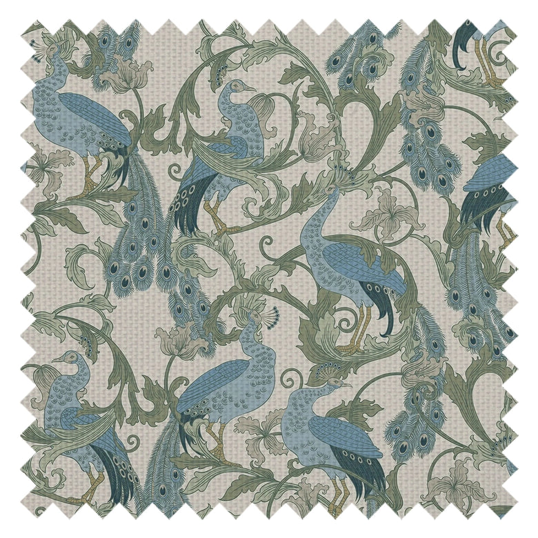 Aubrey Fabric in Blue and Navy on Cream