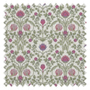 Tulip Garden Fabric in Raspberry and Blue on Linen Cream