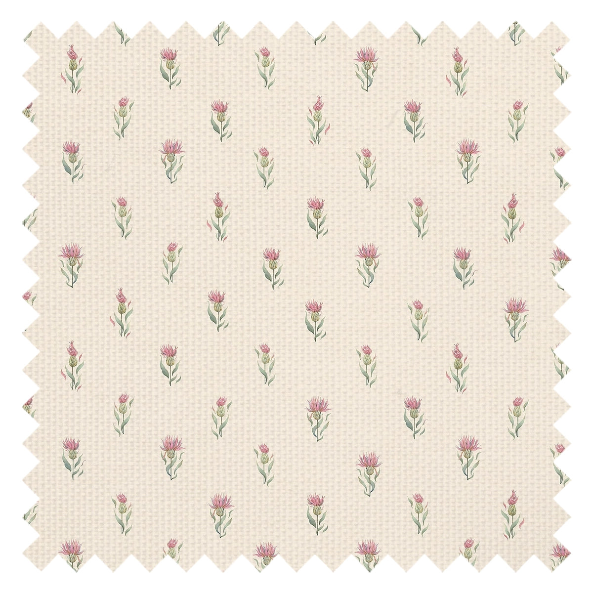Wee Thistle Fabric in Soft Pink on Vintage Cream