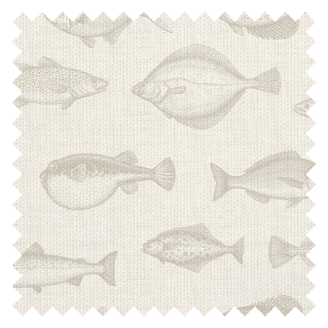 Gone Fishing Fabric in Stone