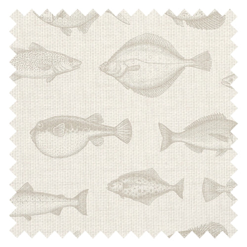 Gone Fishing Fabric in Stone