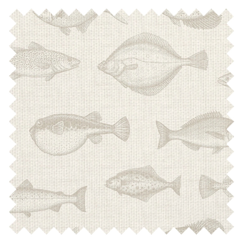 Gone Fishing Fabric in Stone