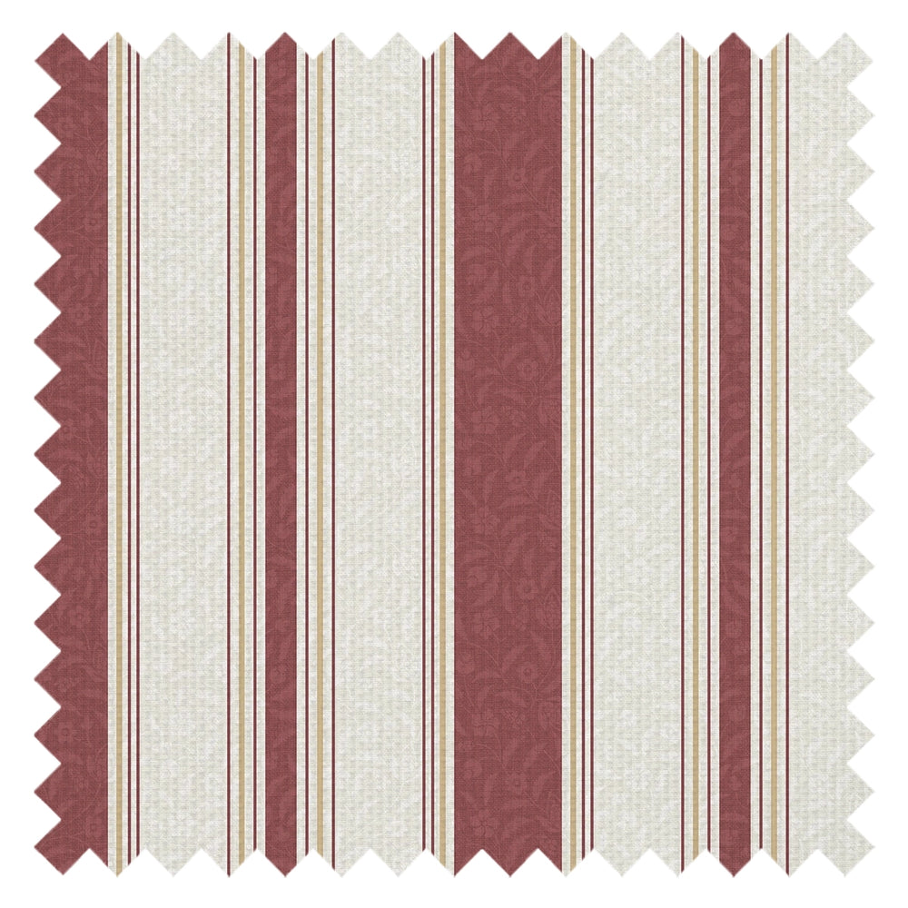 Beaumont Stripe Fabric in Aged Ivory and Claret
