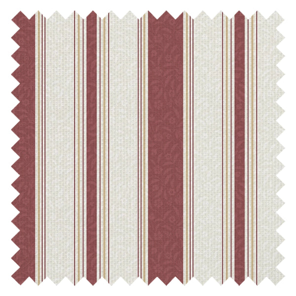 Beaumont Stripe Fabric in Aged Ivory and Claret