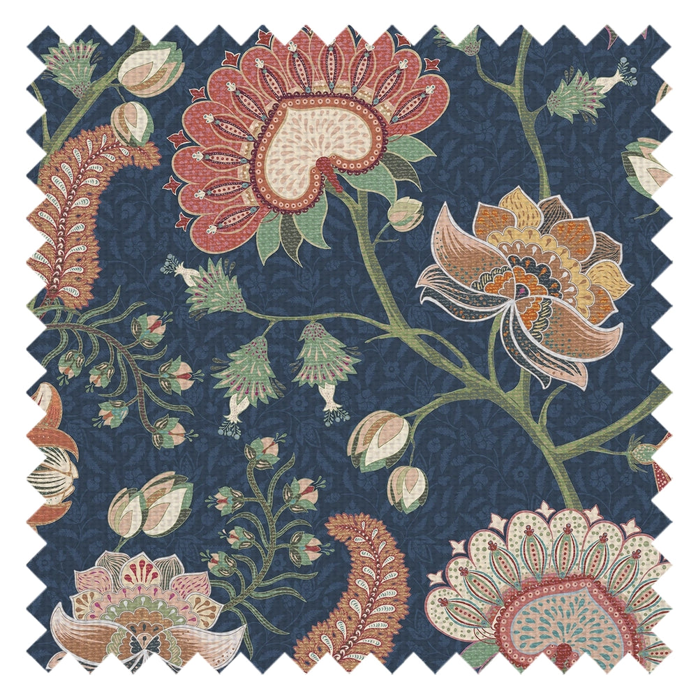 Beaumont Fabric in Crimson on Navy