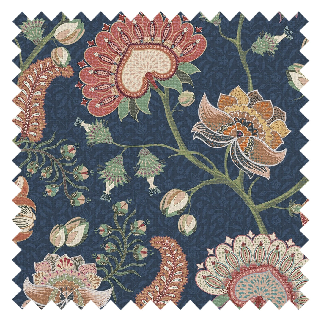 Beaumont Fabric in Crimson on Navy