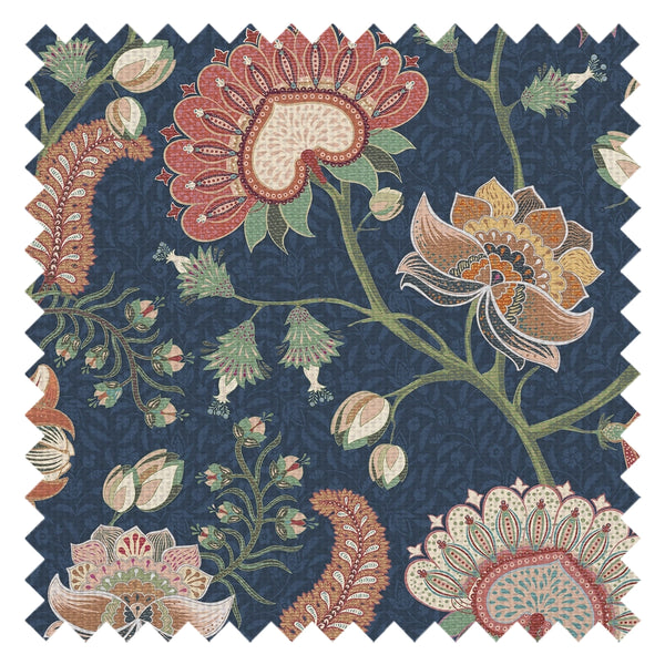 Beaumont Fabric in Crimson on Navy