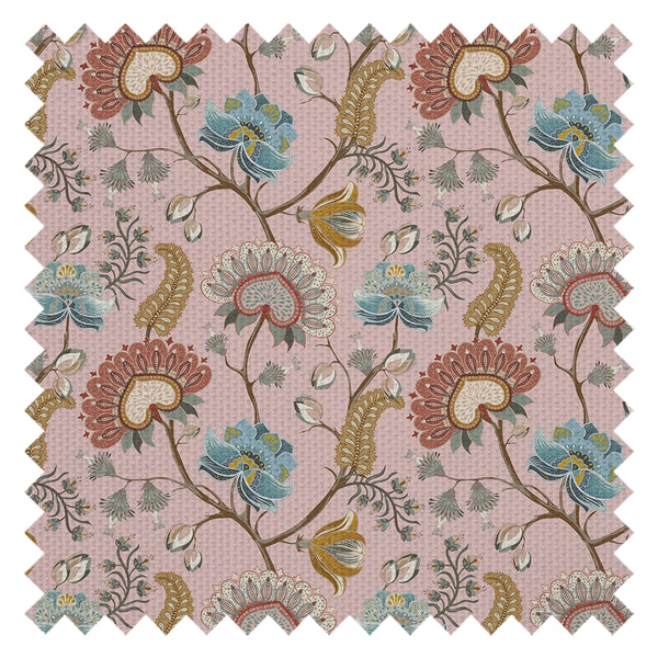 Ophelia Fabric in Dusty Pink, Ochre and Teal