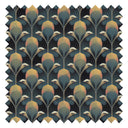 Plume de Paon Fabric in Rustic Green, Ochre and Teal